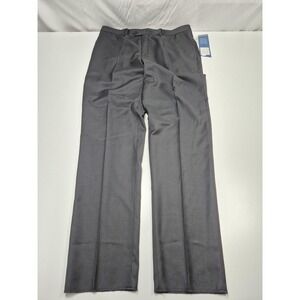 Leonardo Valenti Suit Pants Mens 40x36 Black 100% Wool Flat Front Unhemmed NWT